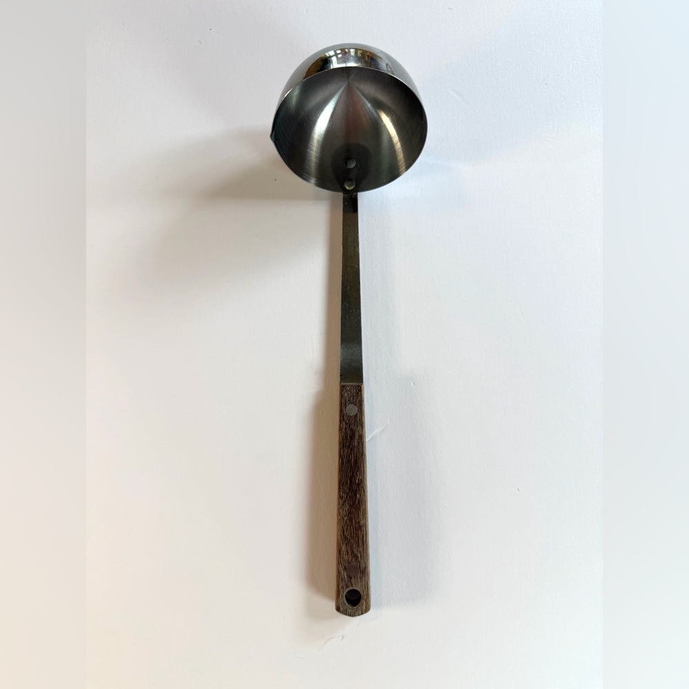 Vintage Kitchen Japan Stainless Steel 11” Spout Ladle w/ Wood Handle